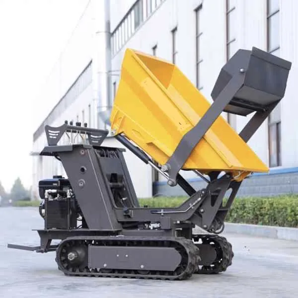 Žlutý pásový samonakládací dumper
